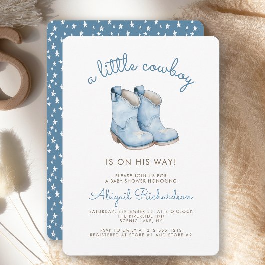 Invitation Baby shower garçon bleu petit mignon