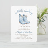 Invitation Baby shower garçon bleu petit mignon (Debout devant)