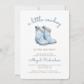 Invitation Baby shower garçon bleu petit mignon (Devant)