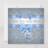 Invitation Baby shower Garçon Bleu Petit Prince Couronne (Devant)