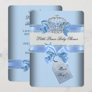 Invitation Baby Shower Garçon Bleu Petit Prince Couronne