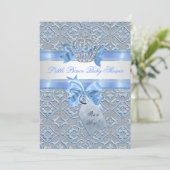 Invitation Baby shower Garçon Bleu Petit Prince Couronne 2 (Debout devant)