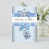 Invitation Baby shower Garçon Bleu Petit Prince Couronne arc (Debout devant)