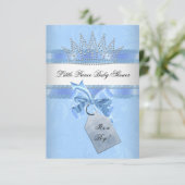 Invitation Baby shower Garçon Bleu Petit Prince Couronne Dama (Debout devant)