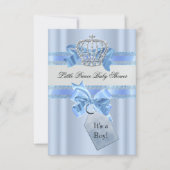Invitation Baby shower Garçon Bleu Petit Prince Couronne SML (Devant)