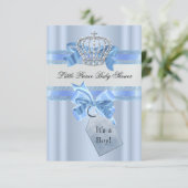 Invitation Baby shower Garçon Bleu Petit Prince Couronne SML (Debout devant)