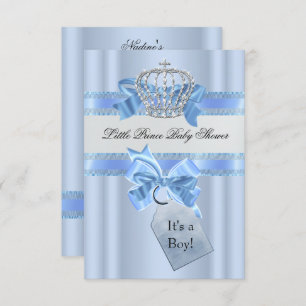 Invitation Baby shower Garçon Bleu Petit Prince Couronne SML