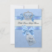 Invitation Baby shower Garçon Bleu Petit Prince Couronne SML (Devant)