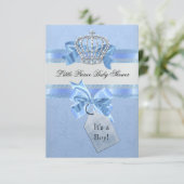 Invitation Baby shower Garçon Bleu Petit Prince Couronne SML (Debout devant)