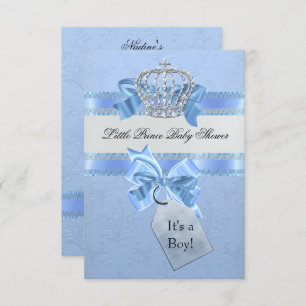 Invitation Baby shower Garçon Bleu Petit Prince Couronne SML
