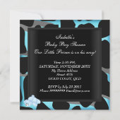 Invitation Baby shower garçon bleu Poster de animal noir (Dos)