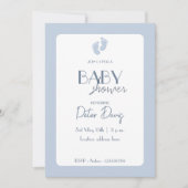Invitation Baby Shower Garçon Bleu Poussiéreux  (Devant)