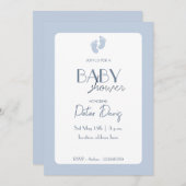 Invitation Baby Shower Garçon Bleu Poussiéreux  (Devant / Derrière)