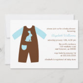 Invitation Baby shower Garçon Blue Baby Outfit (Devant)