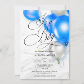 Invitation Baby shower Garçon Blue Balloons moderne (Devant)