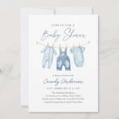 Invitation Baby shower garçon Blue Jean Denim (Devant)