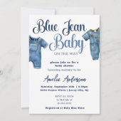 Invitation Baby shower garçon Blue Jean Denim (Devant)
