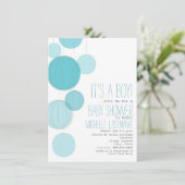 Invitation Baby shower garçon Blue Lanterns (Debout devant)