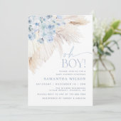 Invitation Baby shower Garçon Blue Pampas Grass (Debout devant)