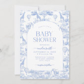 Invitation Baby shower Garçon Blue Safari Toile De Jouy (Devant)