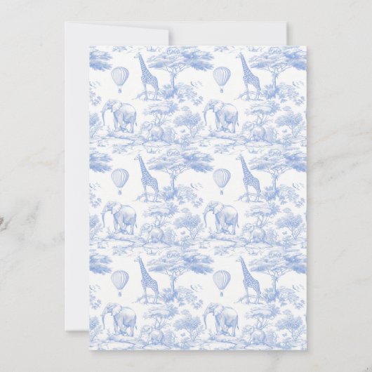 Invitation Baby shower Garçon Blue Safari Toile De Jouy (Dos)