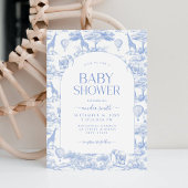 Invitation Baby shower Garçon Blue Safari Toile De Jouy