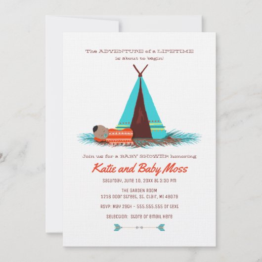Invitation Baby shower garçon | Boho Chic (Devant)