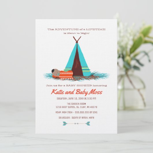 Invitation Baby shower garçon | Boho Chic (Debout devant)
