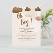 Invitation Baby shower garçon boho Oh garçon moderne (Debout devant)