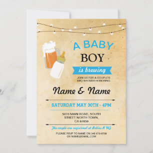 Invitation Baby shower Garçon brassant Bière Bleu Rustic Invi