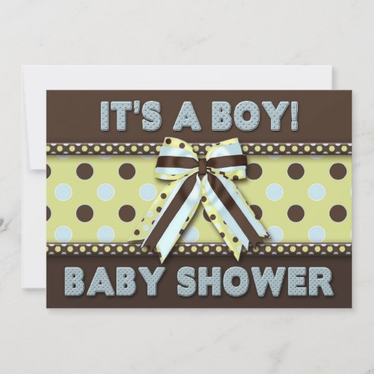Invitation Baby shower garçon (Brown/bleu (Devant)