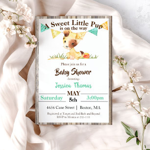 Invitation Baby Shower Garçon Chien Rustique