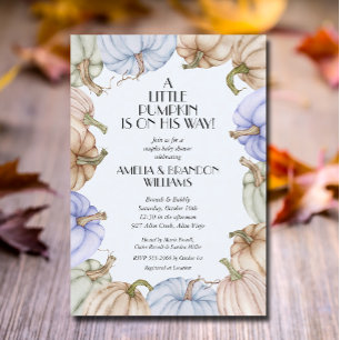 Invitation Baby shower garçon Citrouille bleu