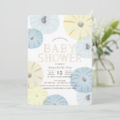 Invitation Baby shower garçon Citrouille bleu et j (Debout devant)