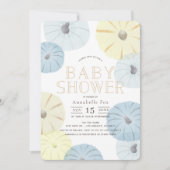 Invitation Baby shower garçon Citrouille bleu et j (Devant)