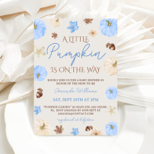 Invitation Baby Shower Garçon Citrouille Bleu Poussiéreux
