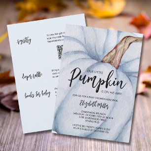 Invitation Baby shower Garçon Citrouille bleu tout en un