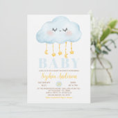 Invitation Baby shower Garçon Cloud bleu (Debout devant)