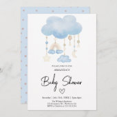 Invitation Baby shower Garçon Cloud Bleu mou (Devant / Derrière)