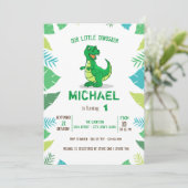 Invitation Baby shower garçon Cute Dinosaur (Debout devant)
