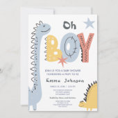 Invitation Baby shower garçon Cute Dinosaur (Devant)