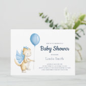 Invitation Baby shower garçon Cute Pastel Blue Dragon (Debout devant)
