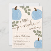 Invitation Baby shower garçon d'automne de Citrouille bleu mo (Devant)
