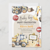 Invitation Baby shower Garçon de construction Jaune moderne (Devant)