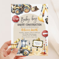 Baby shower Garçon de construction Jaune moderne