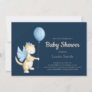 Invitation Baby shower garçon de Dragon Bleu Cute
