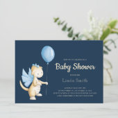 Invitation Baby shower garçon de Dragon Bleu Cute (Debout devant)