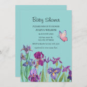 Invitation Baby shower garçon de fleurs Iris (Devant / Derrière)