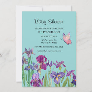 Invitation Baby shower garçon de fleurs Iris