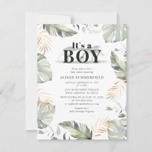Invitation Baby shower Garçon de la Jungle moderne (Devant)